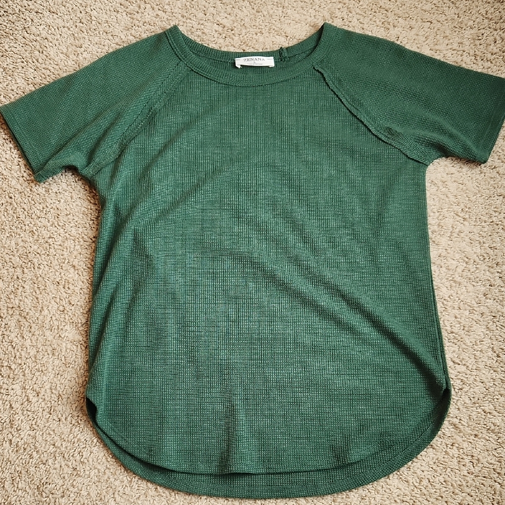 Zenana Outfitters Womens Short Sleeve Green Tee